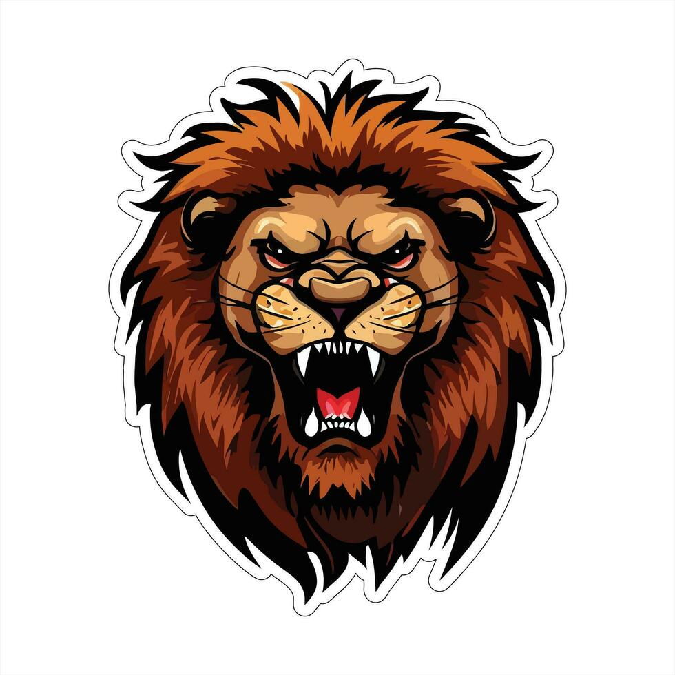 Lion face and head vector art sticker and logo template