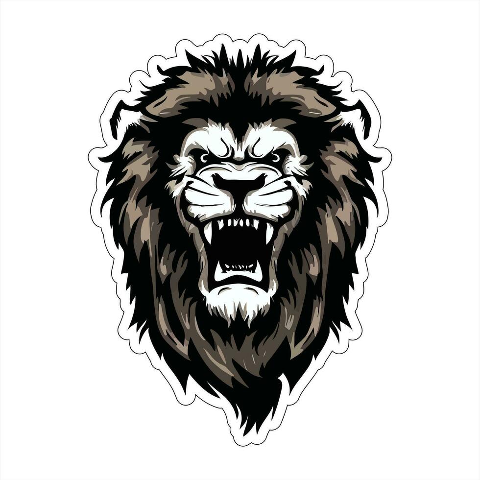 Lion face and head vector art sticker and logo template