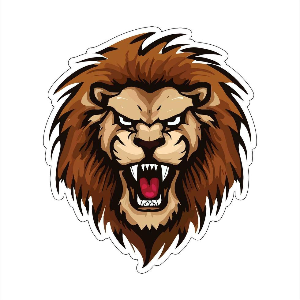 Lion face and head vector art sticker and logo template