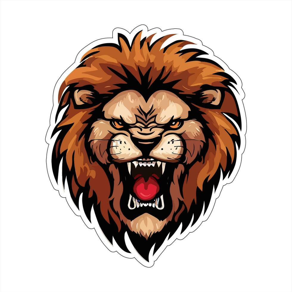 Lion face and head vector art sticker and logo template