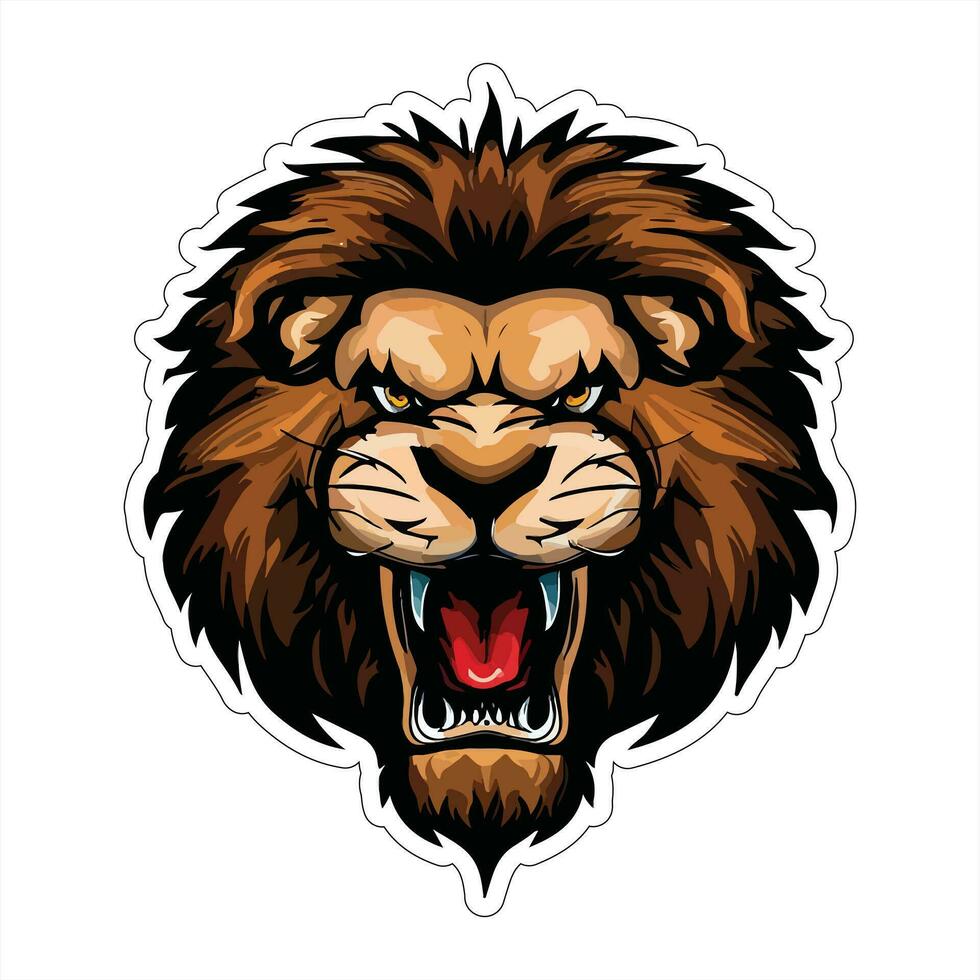 Lion face and head vector art sticker and logo template