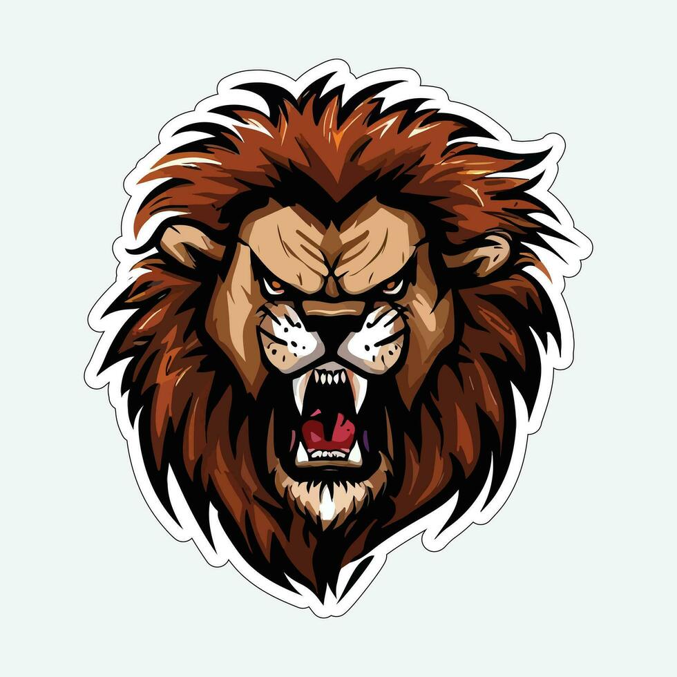 Lion face and head vector art sticker and logo template