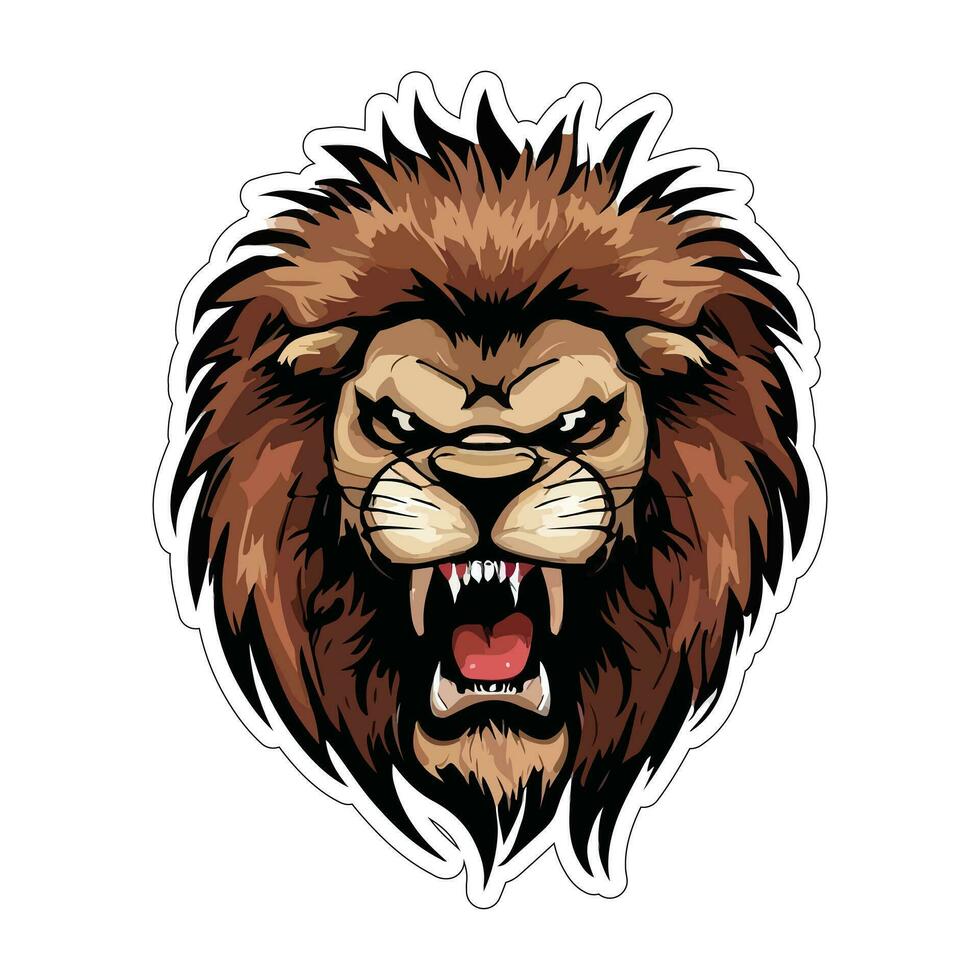 Lion face and head vector art sticker and logo template