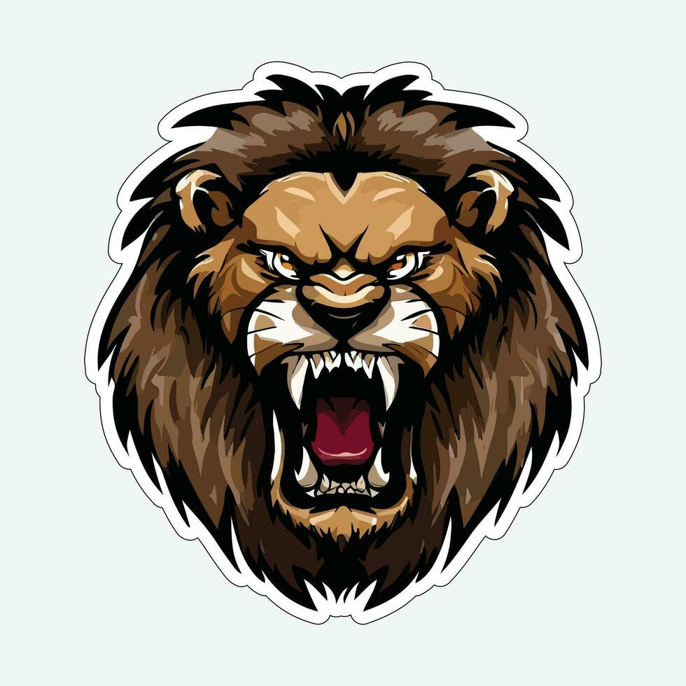 Lion face and head vector art sticker and logo template