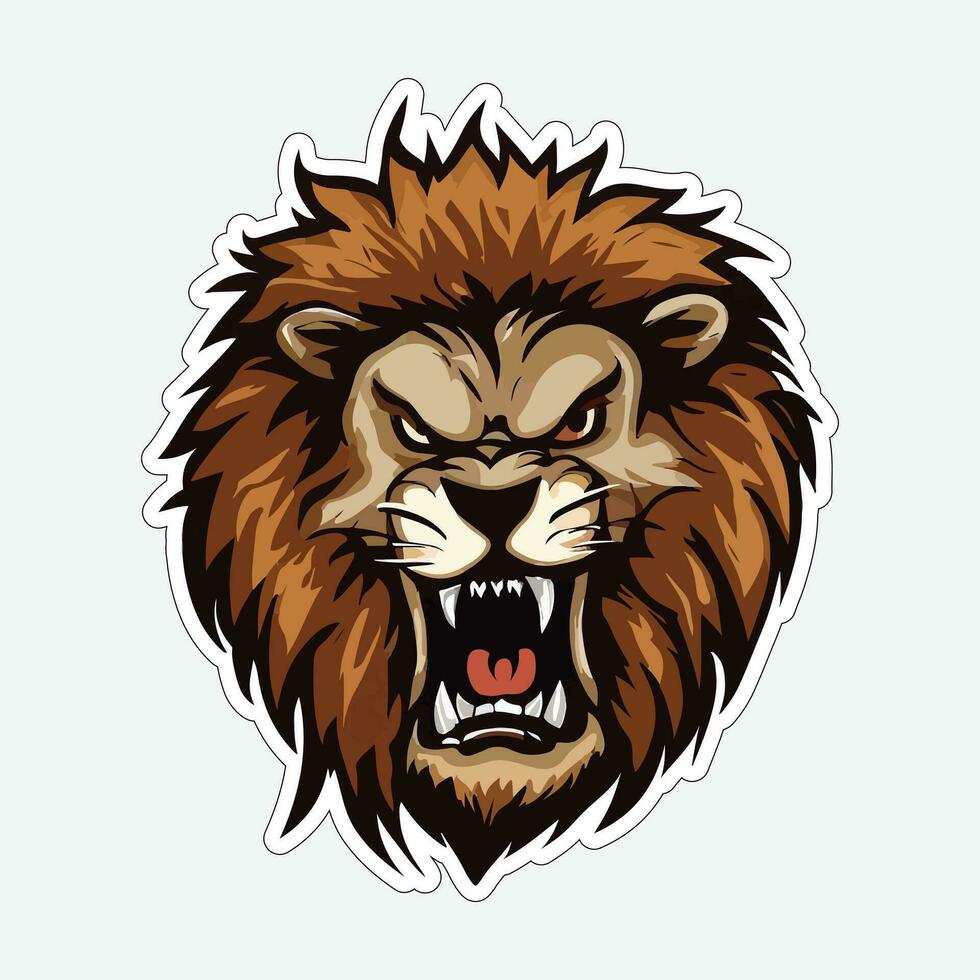 Lion face and head vector art sticker and logo template