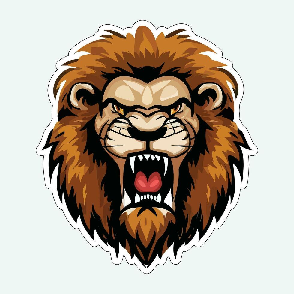 Lion face and head vector art sticker and logo template