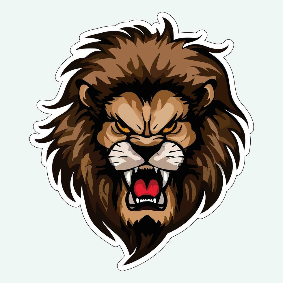 Lion face and head vector art sticker and logo template