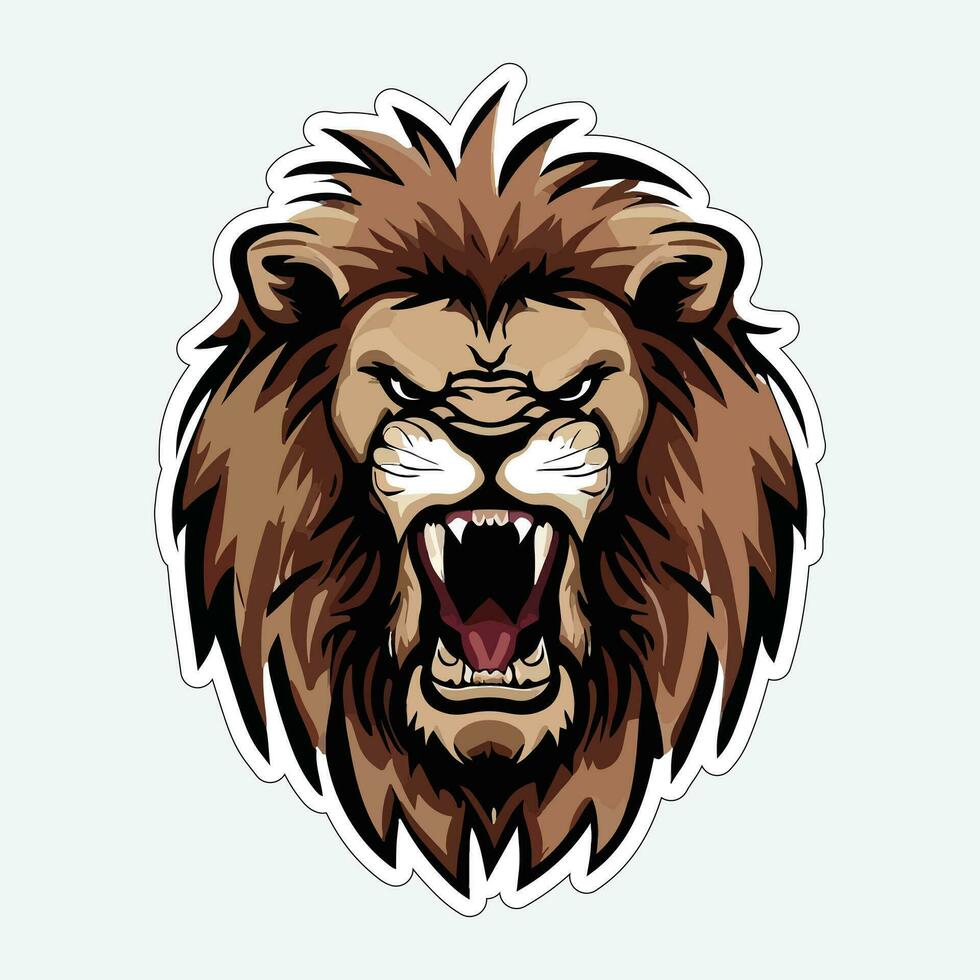 Lion face and head vector art sticker and logo template