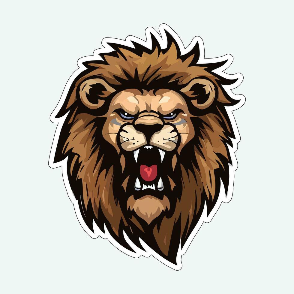 Lion face and head vector art sticker and logo template