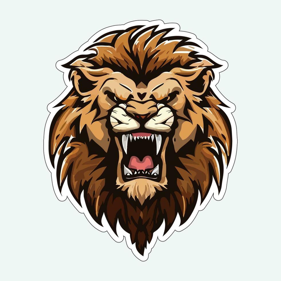 Lion face and head vector art sticker and logo template