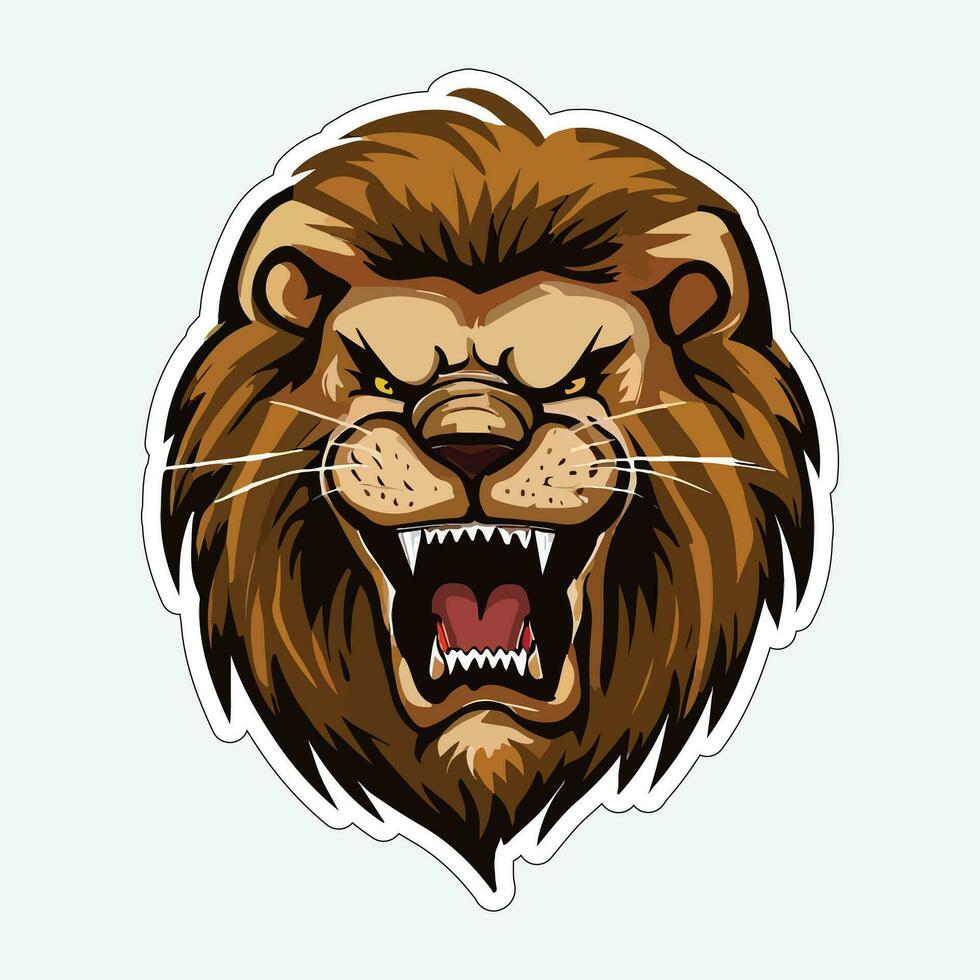 Lion face and head vector art sticker and logo template