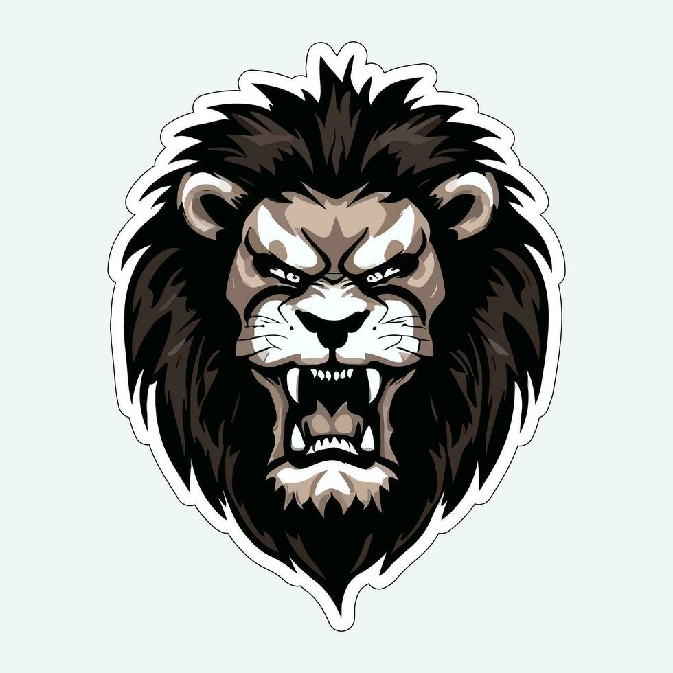 Lion face and head vector art sticker and logo template