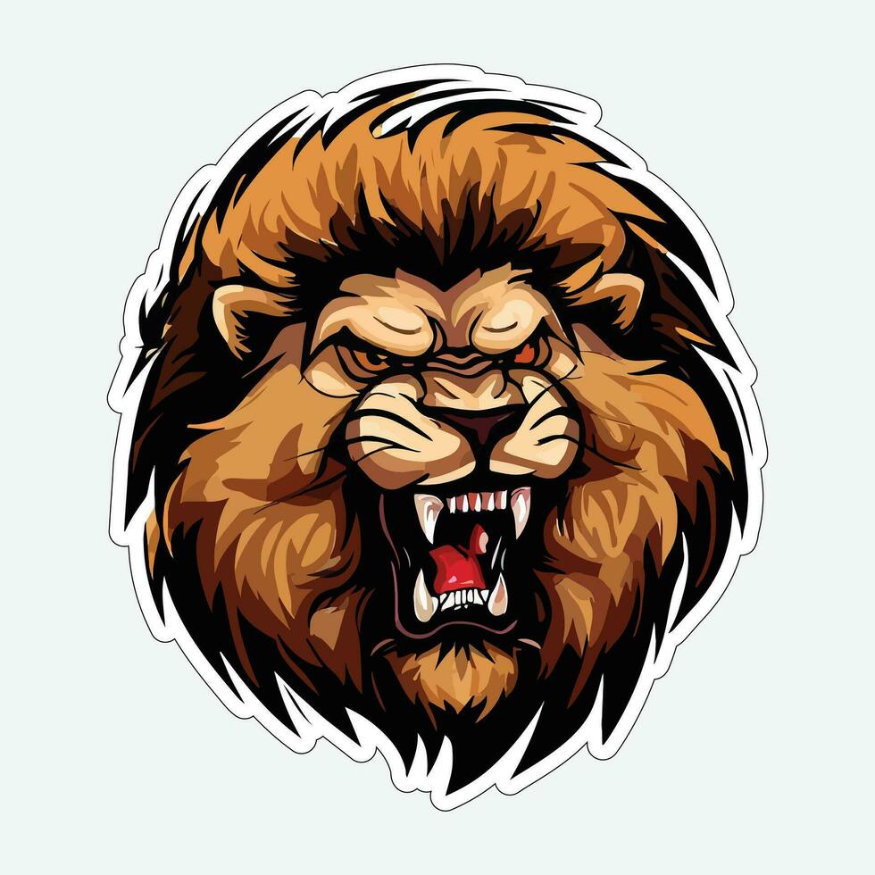 Lion face and head vector art sticker and logo template