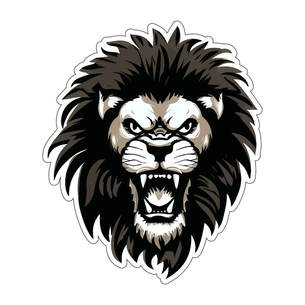 Lion face and head vector art sticker and logo template