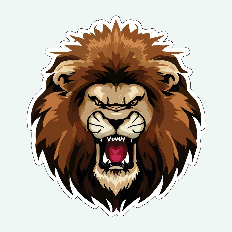 Lion face and head vector art sticker and logo template