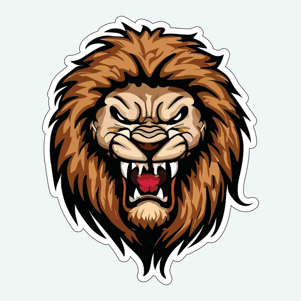 Lion face and head vector art sticker and logo template