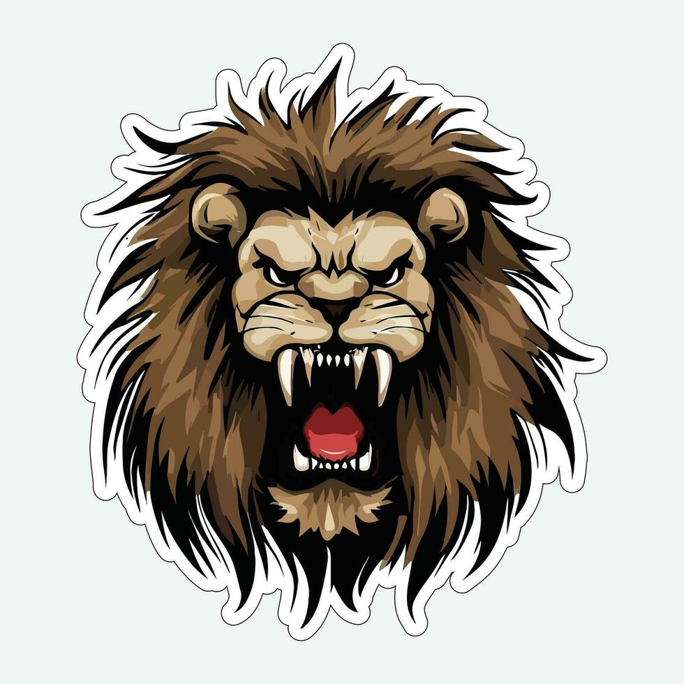 Lion face and head vector art sticker and logo template