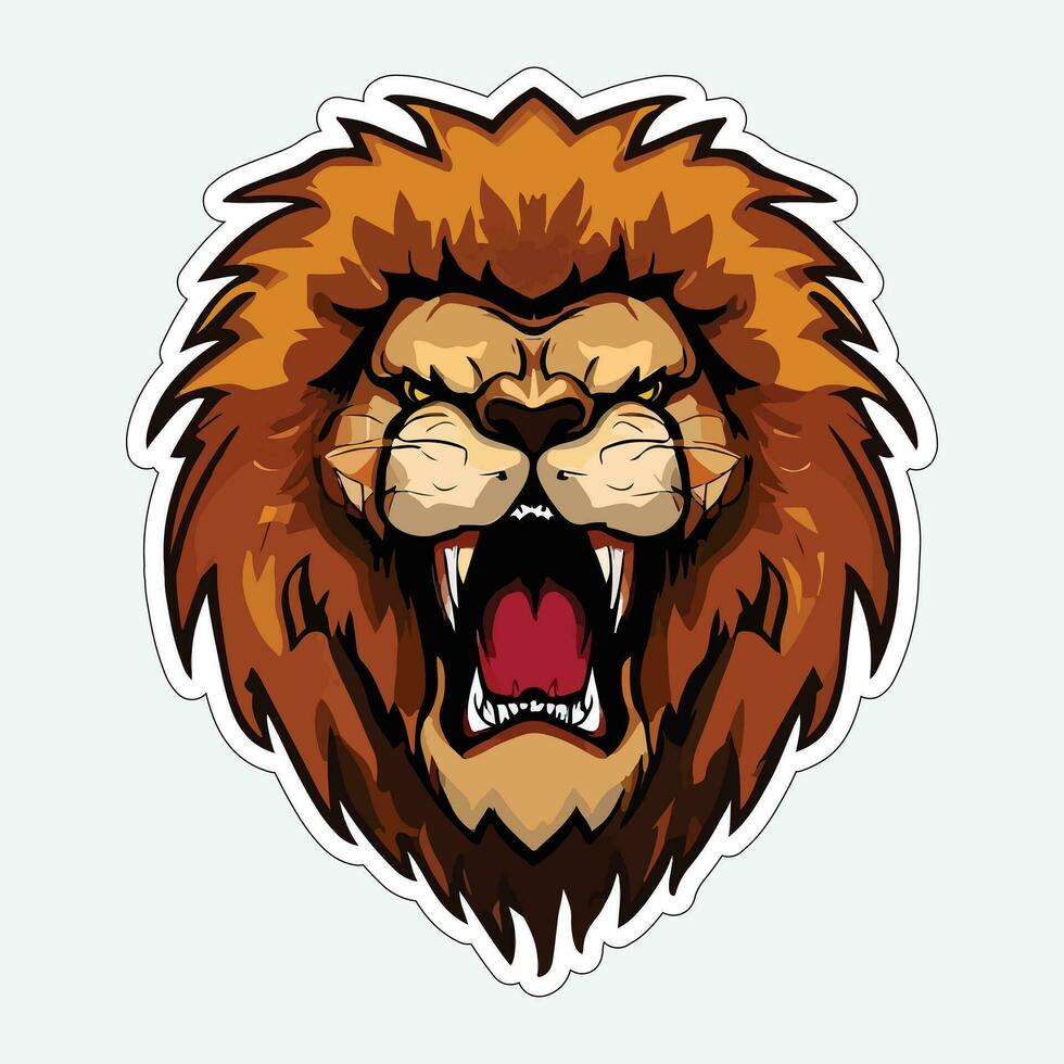 Lion face and head vector art sticker and logo template