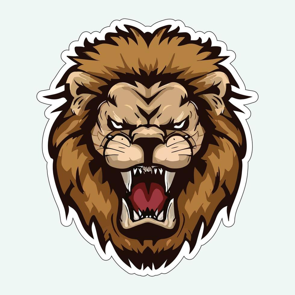 Lion face and head vector art sticker and logo template