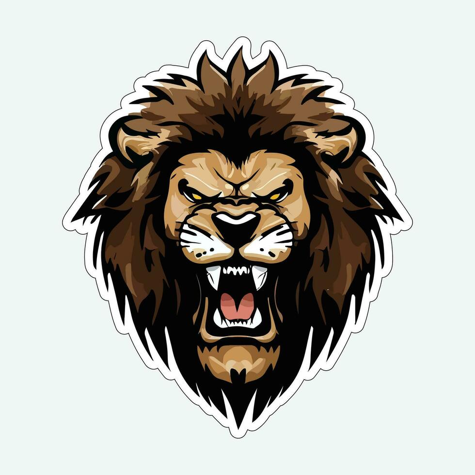 Lion face and head vector art sticker and logo template