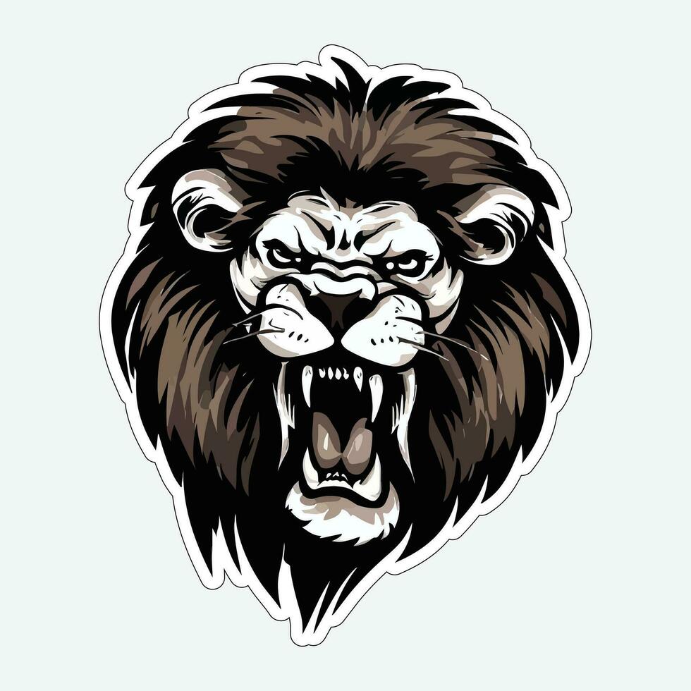 Lion face and head vector art sticker and logo template