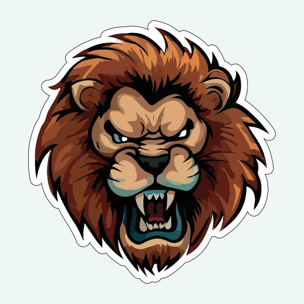 Lion face and head vector art sticker and logo template