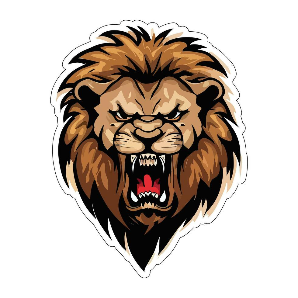 Lion face and head vector art sticker and logo template