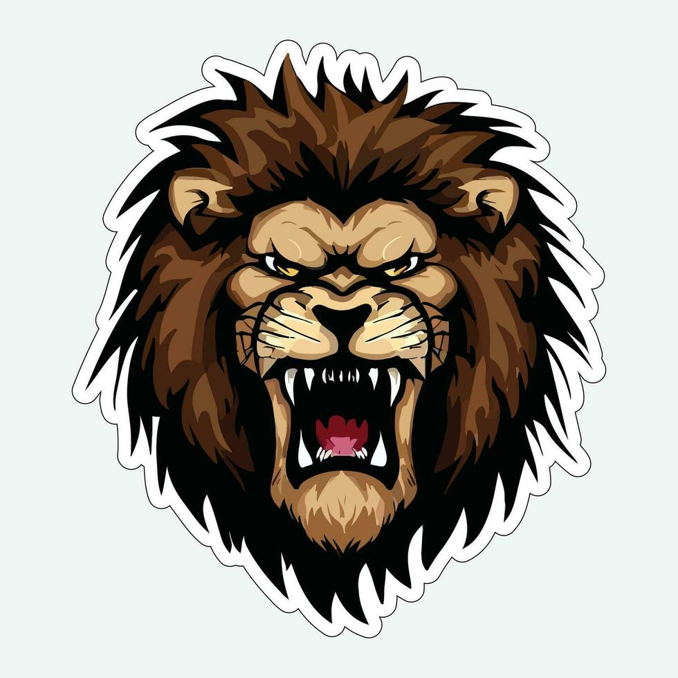 Lion face and head vector art sticker and logo template