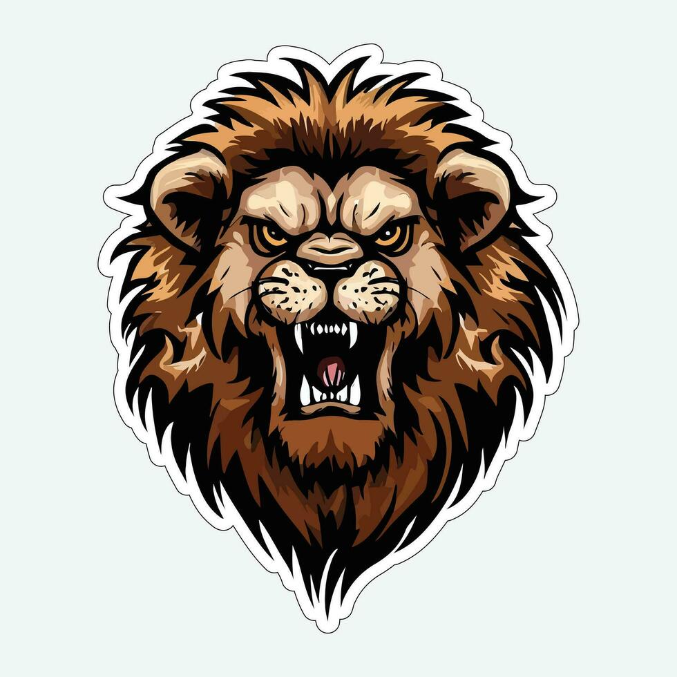 Lion face and head vector art sticker and logo template