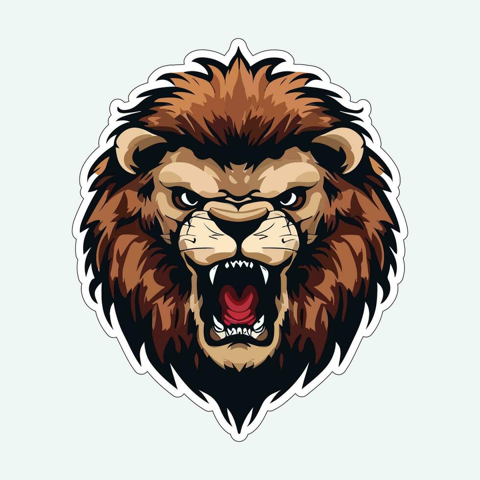 Lion face and head vector art sticker and logo template