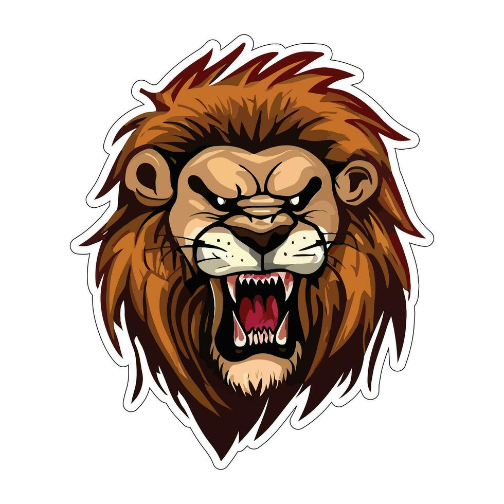 Lion face and head vector art sticker and logo template