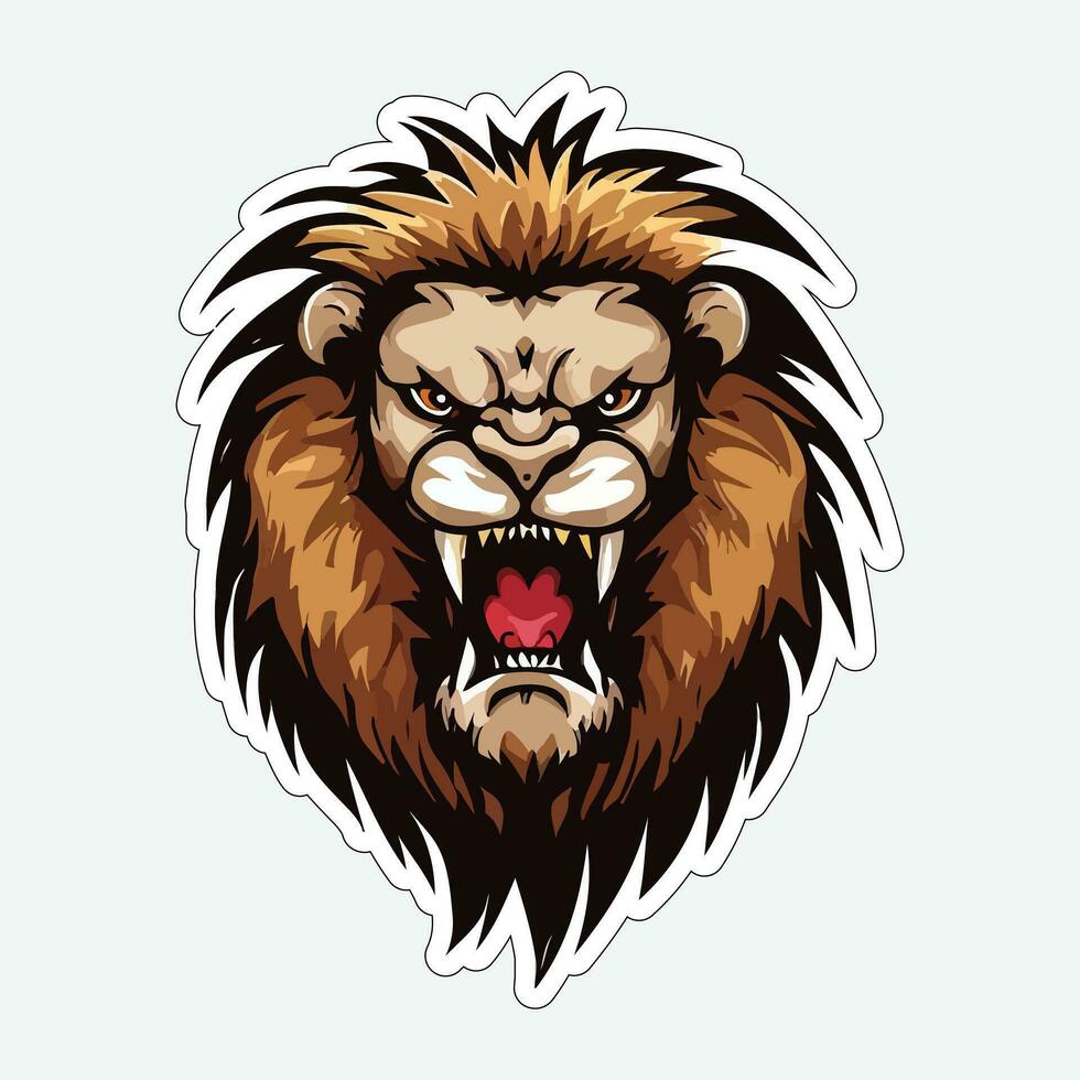 Lion face and head vector art sticker and logo template