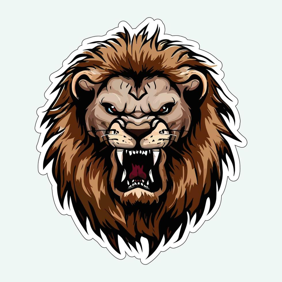 Lion face and head vector art sticker and logo template