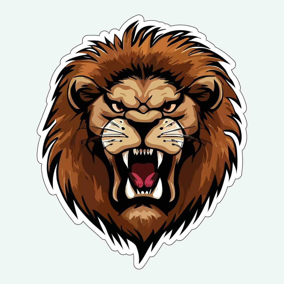 Lion face and head vector art sticker and logo template