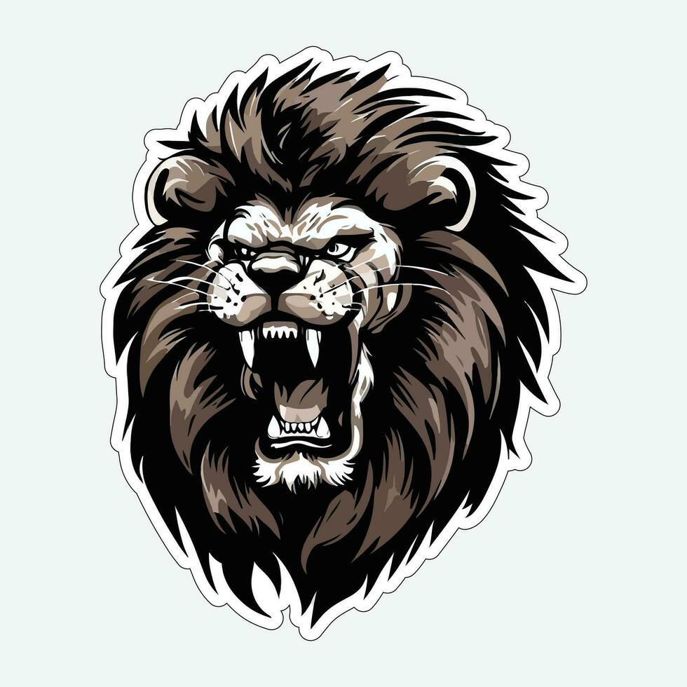 Lion face and head vector art sticker and logo template