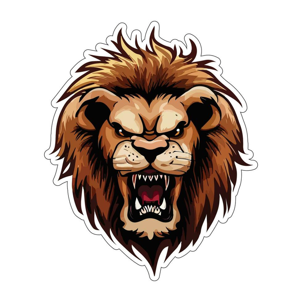 Lion face and head vector art sticker and logo template