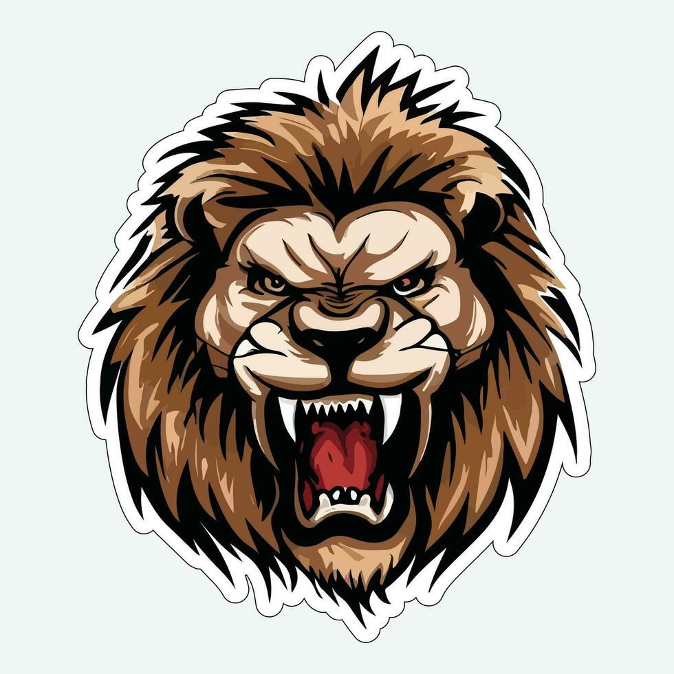 Lion face and head vector art sticker and logo template