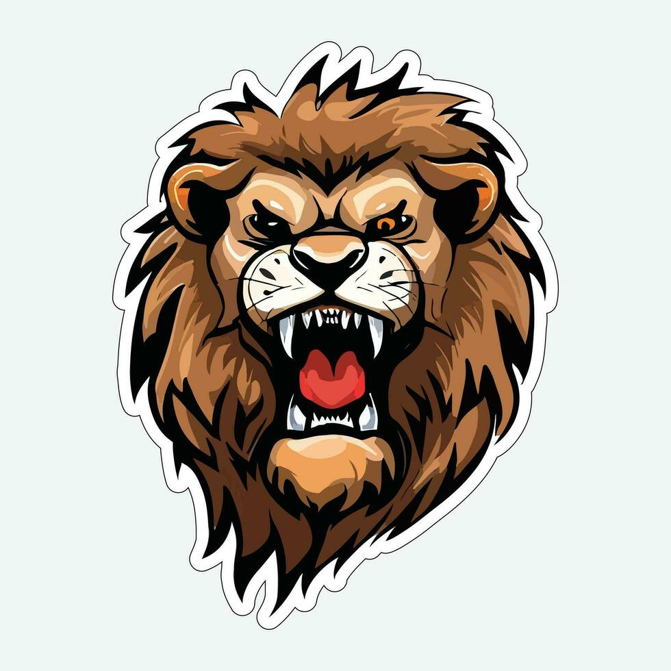 Lion face and head vector art sticker and logo template