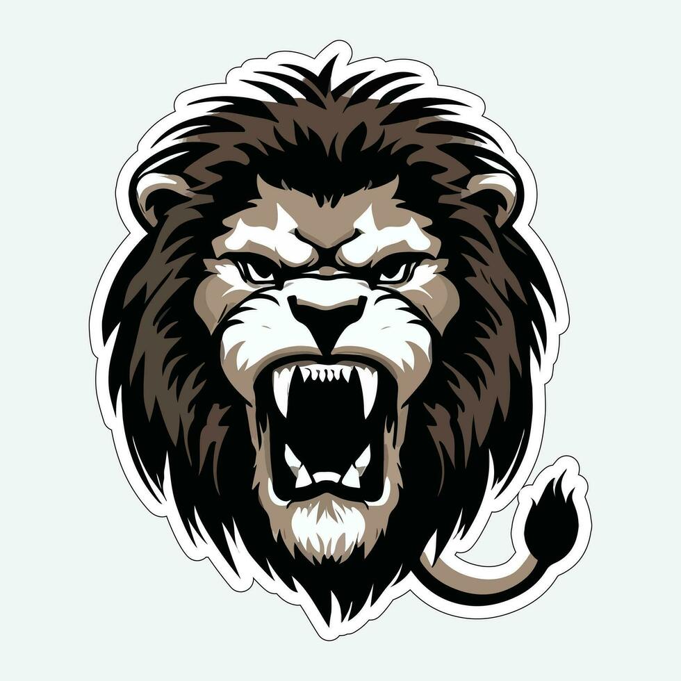 Lion face and head vector art sticker and logo template