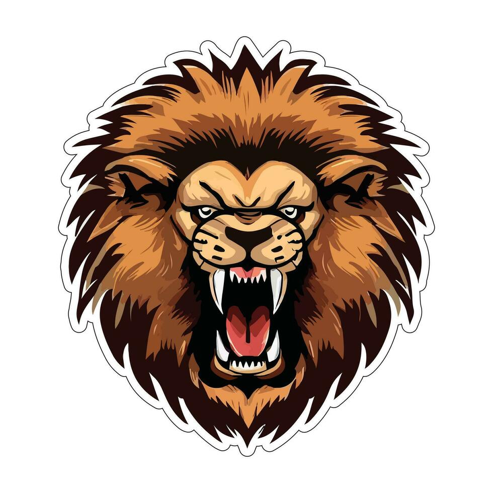 Lion face and head vector art sticker and logo template
