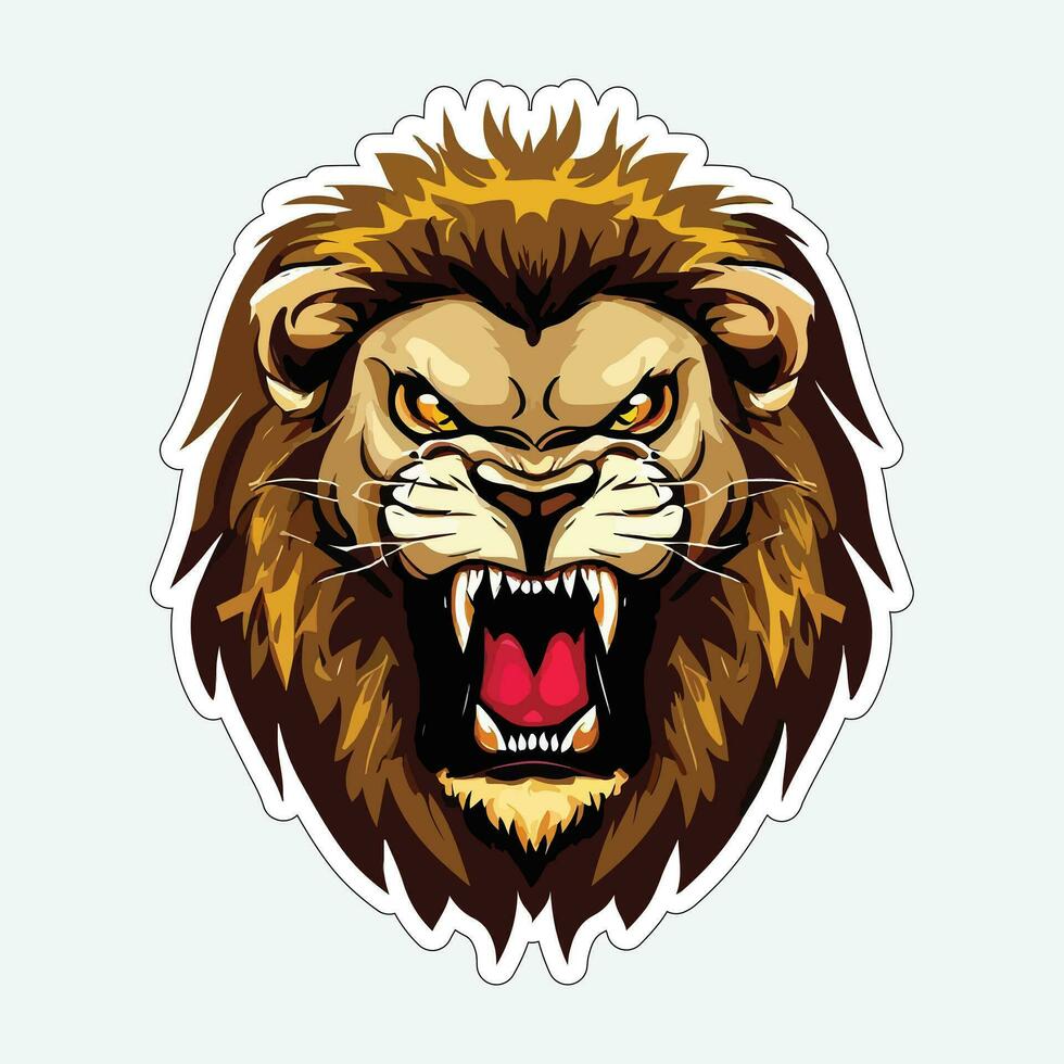 Lion face and head vector art sticker and logo template