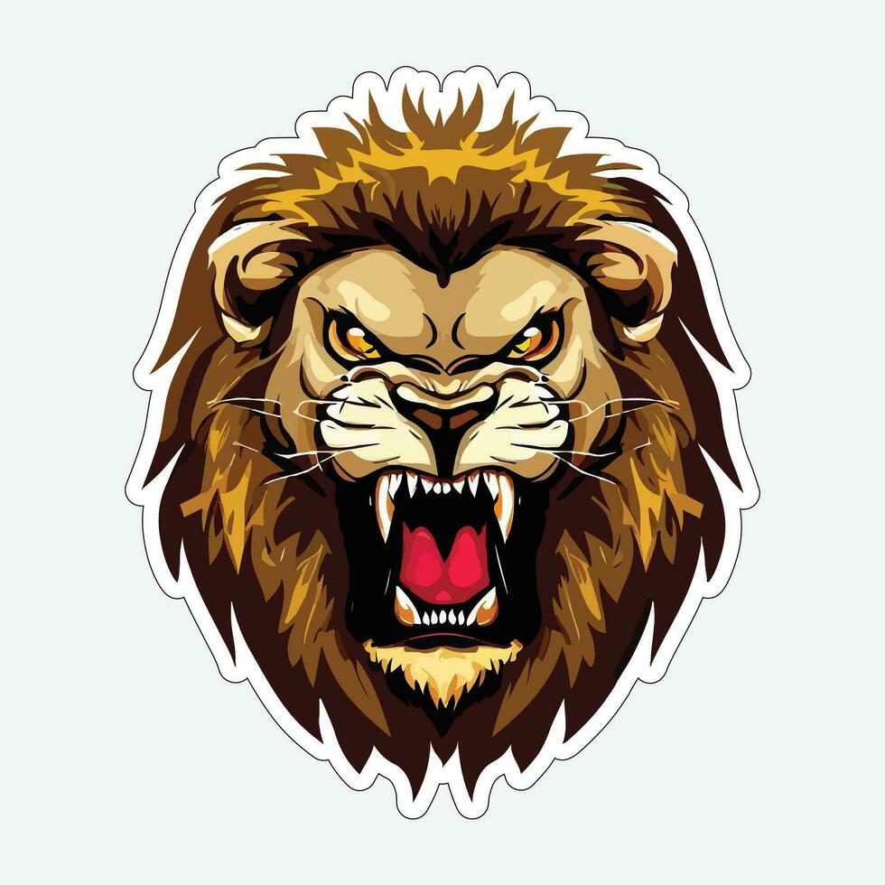 Lion face and head vector art sticker and logo template