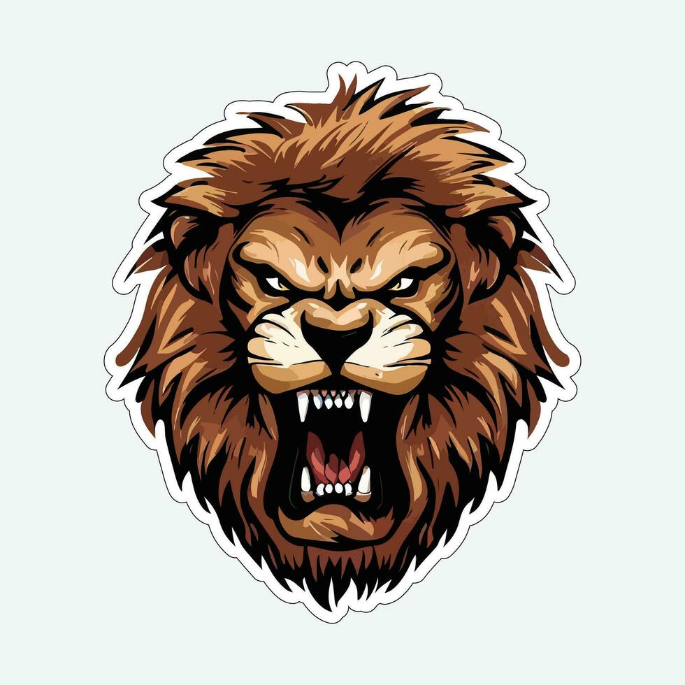 Lion face and head vector art sticker and logo template