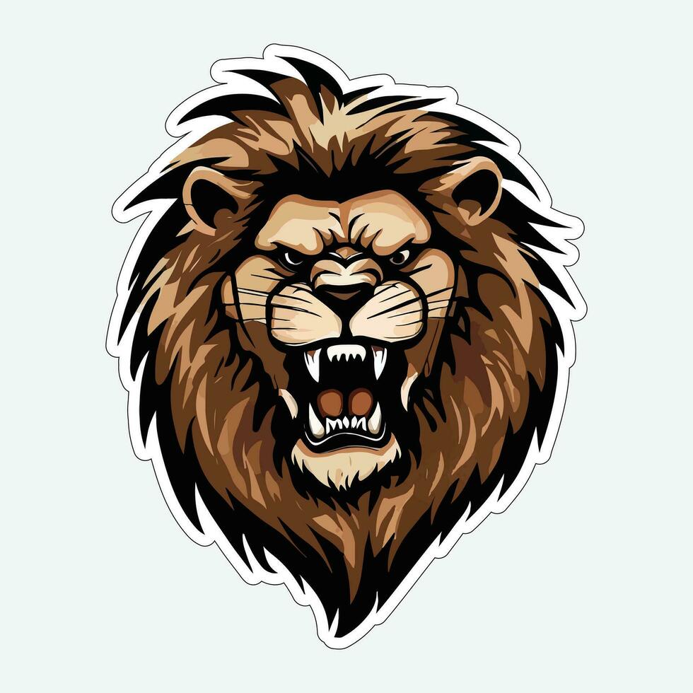 Lion face and head vector art sticker and logo template