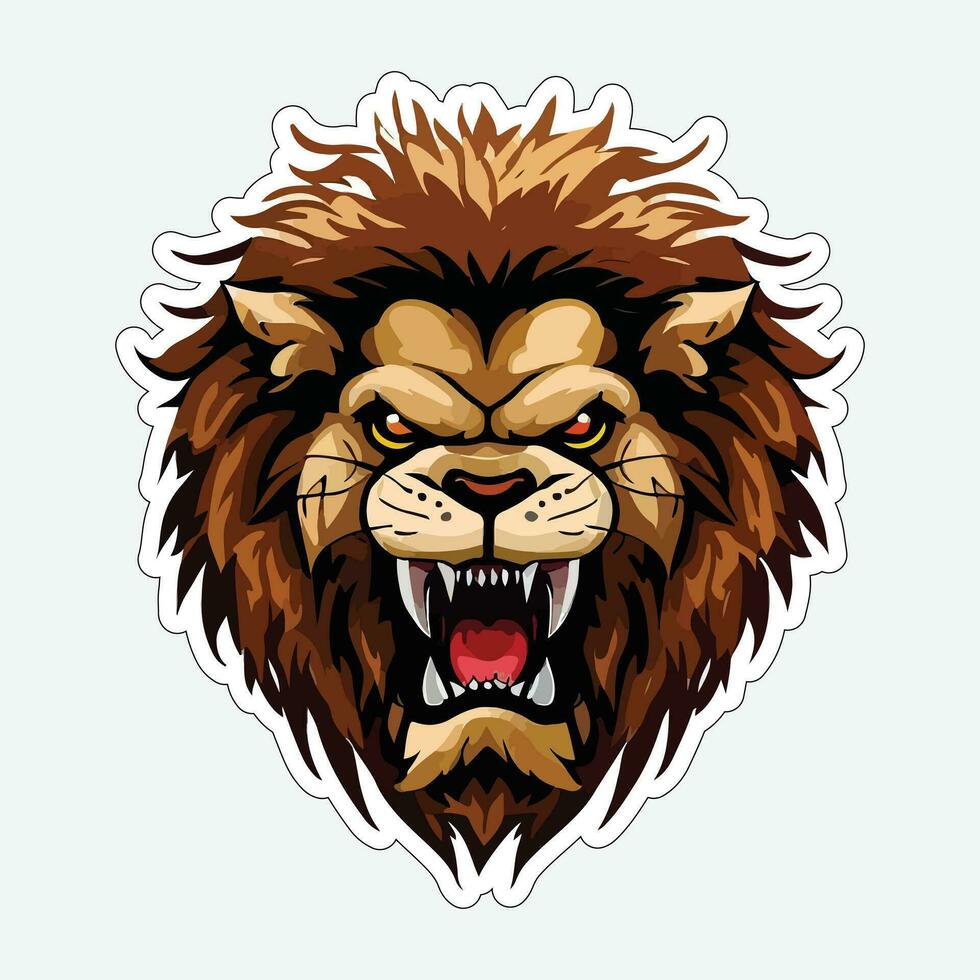 Lion face and head vector art sticker and logo template
