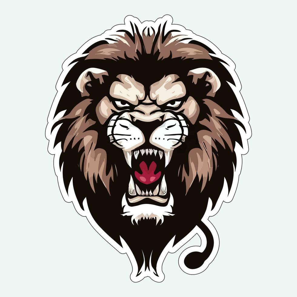 Lion face and head vector art sticker and logo template
