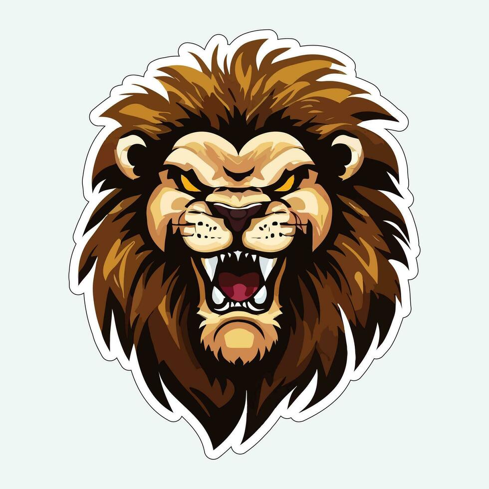 Lion face and head vector art sticker and logo template