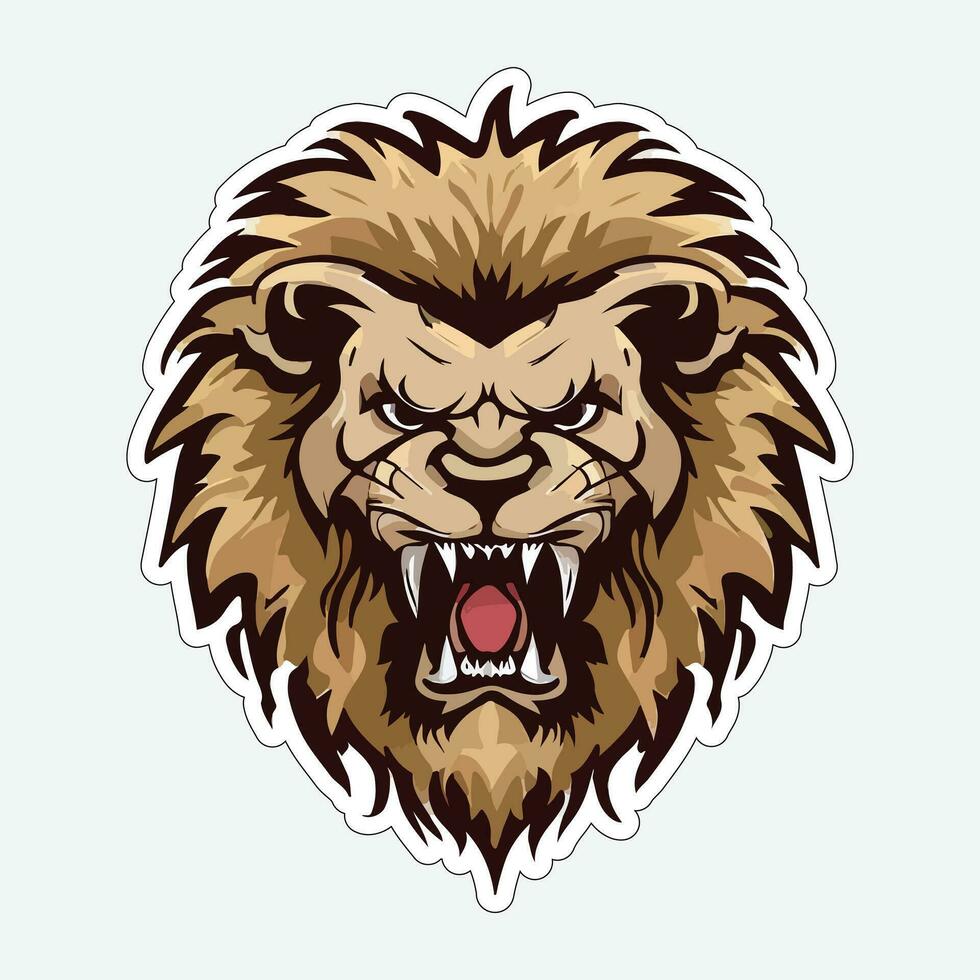 Lion face and head vector art sticker and logo template