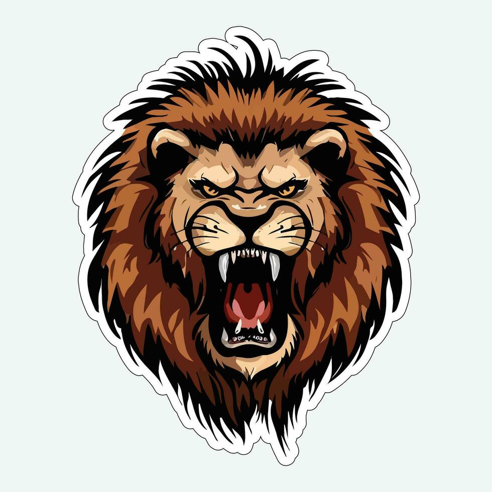 Lion face and head vector art sticker and logo template