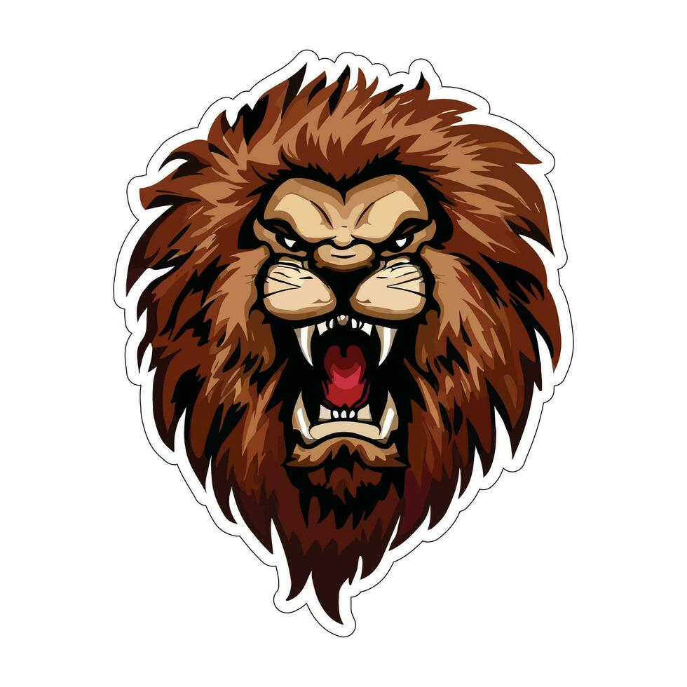 Lion face and head vector art sticker and logo template